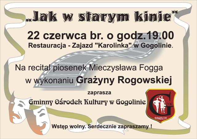 Zaprosznie na recital piosenek Mieczysława Fogga