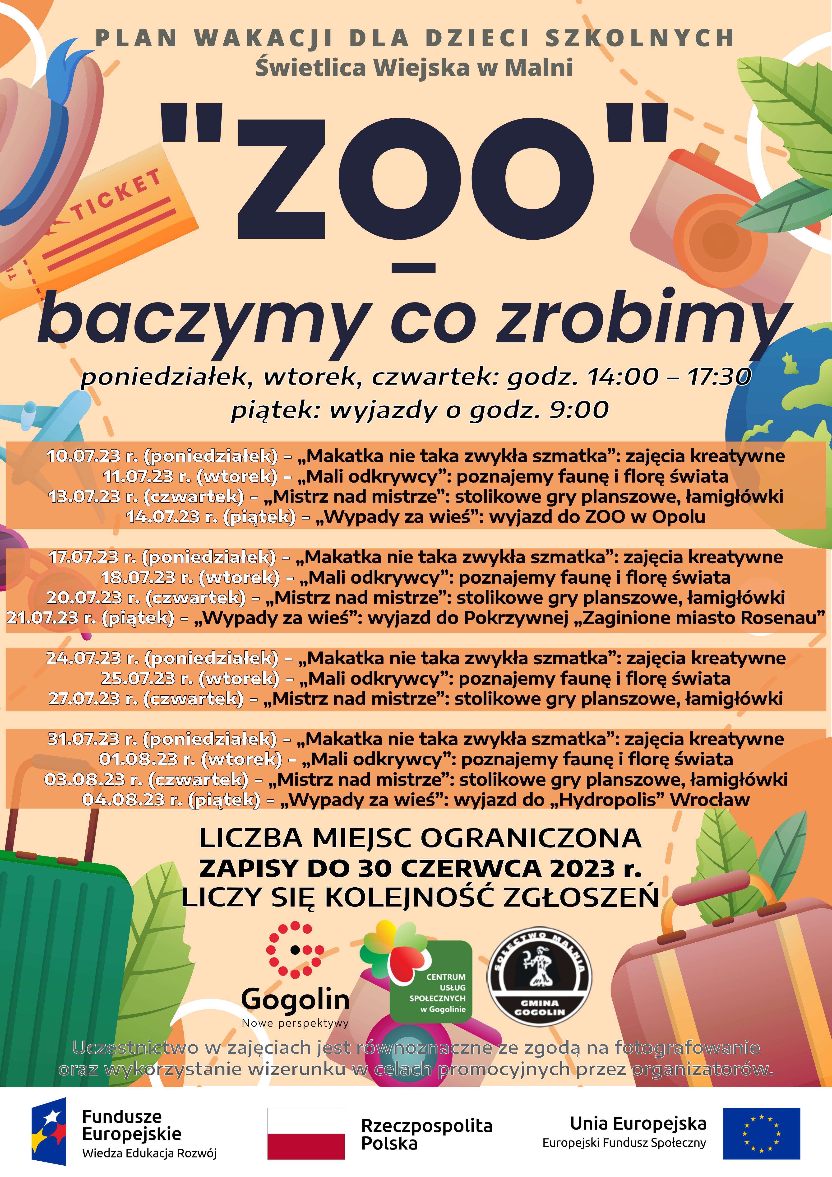 Plan wakacji zoo baczymy co zrobimy Malnia