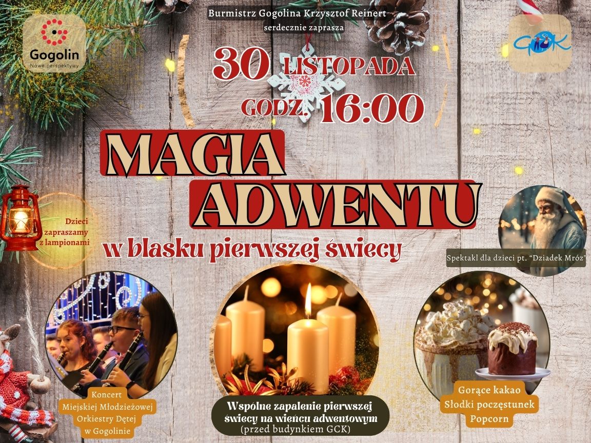 Magia Adwentu w Gogolinie – zaproszenie na inaugurację okresu adwentowego 30 listopada 2025 r.