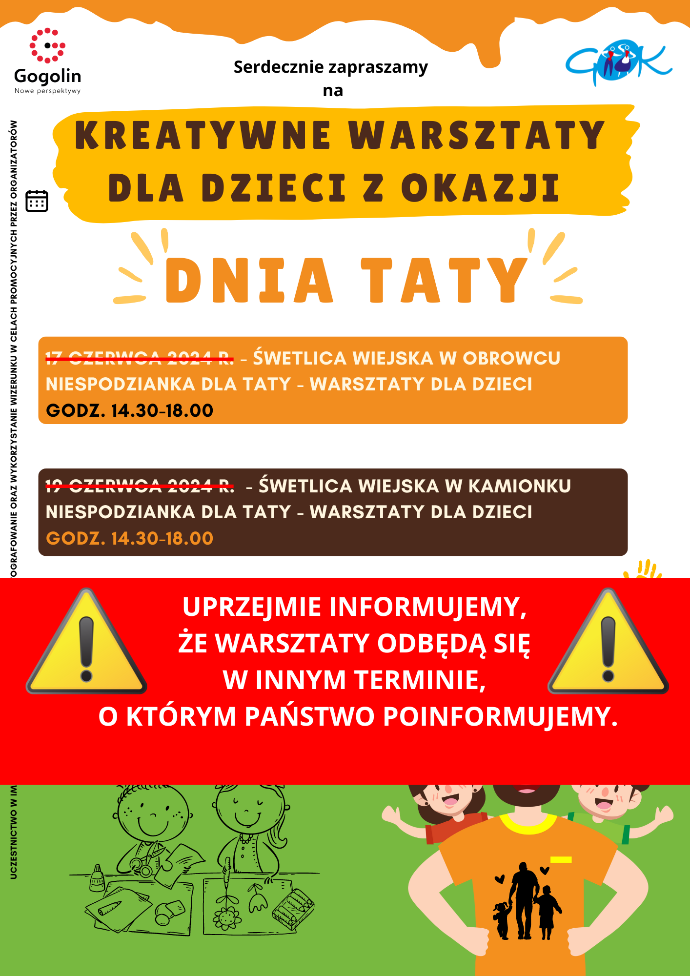 plakat warsztaty z okazji dnia taty 2