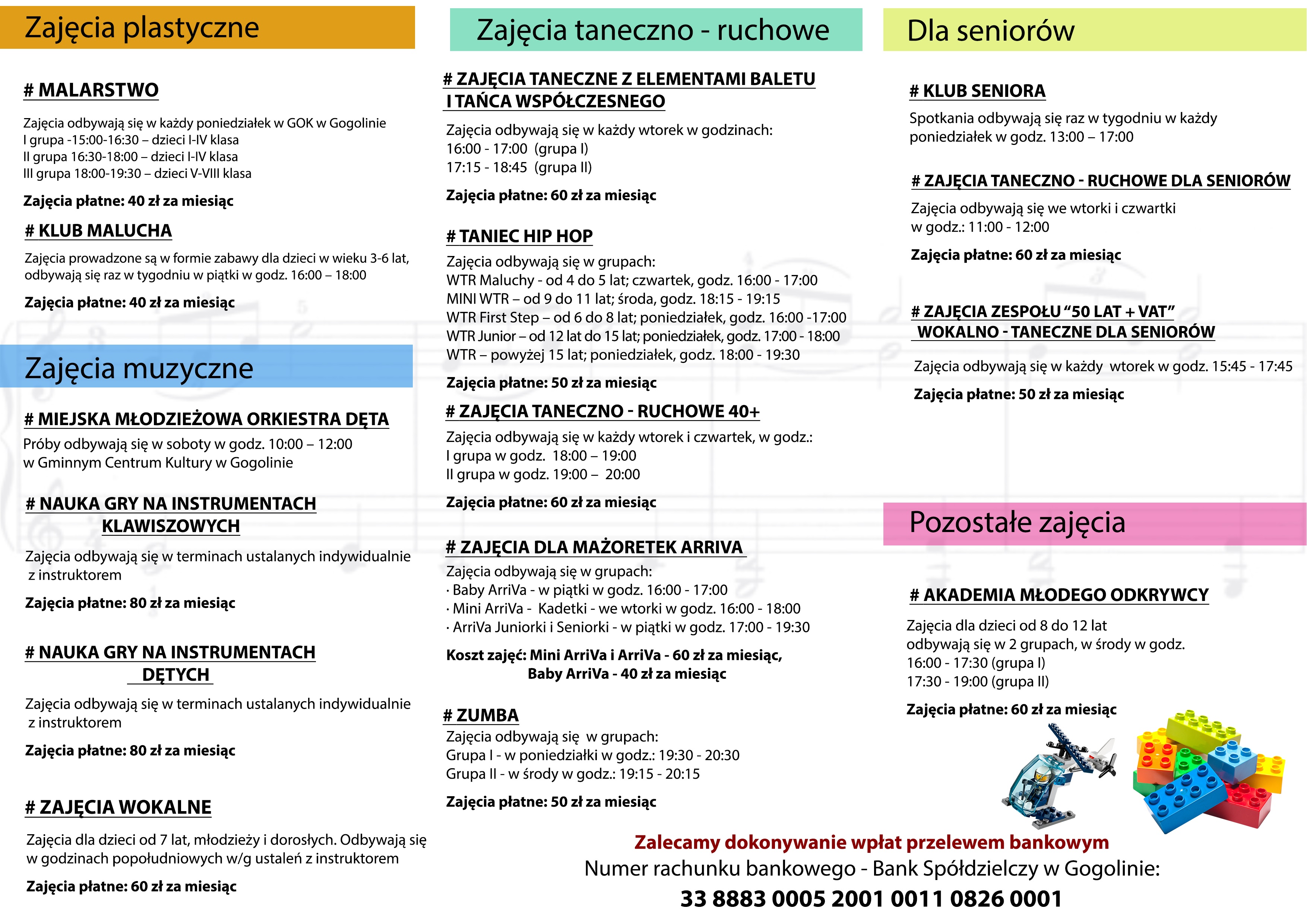 Zapisy na zajęcia artystyczne 2023/2024 w ramach Akademii Kultury w Gogolinie