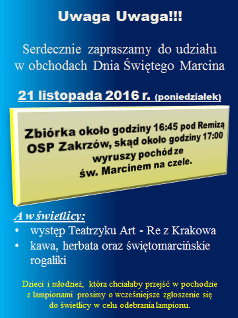 Obchody Dnia Świętego Marcina w Zakrzowie